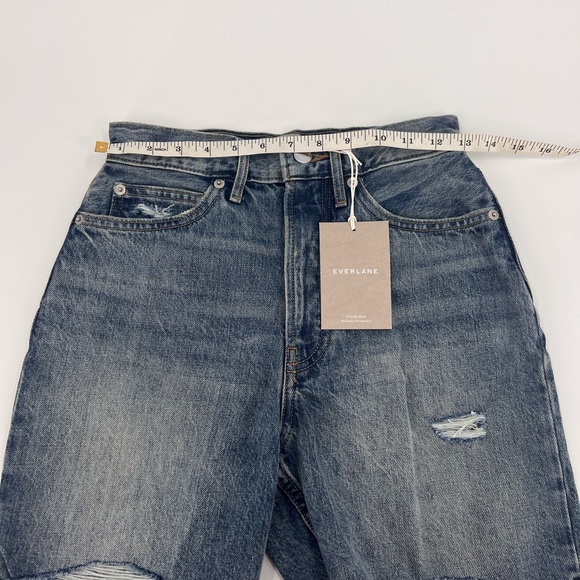 Everlane The Rigid Way High Jean Shorts Womens Size 25 Button Fly Distressed - Picture 7 of 12